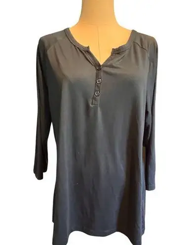 Ink & Ivy 3/4 Sleeve 3 Button Henley Teal Top. Women's Size XL Blue
