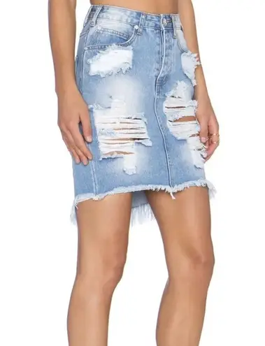 One Teaspoon NWT  Wilde Distressed Denim Skirt