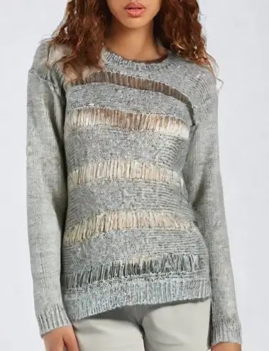 Buffalo David Bitton BUFFALO Beige Sequin Sheer Illusion Sweater NWOT SMALL