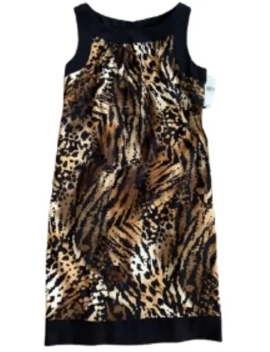 AB Studio Women’s Animal Print U-Neck MIdi Dress Size 6 NWT