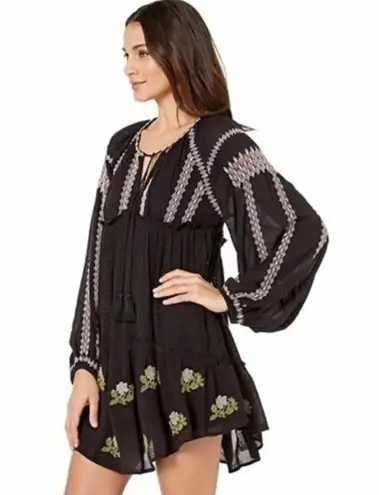 Free People  Dress large Wild Horses Eyelet black embroidered.mini dress