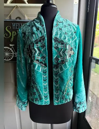 Crazy Train NWT embroidered beaded velvet boho blazer jacket, size medium