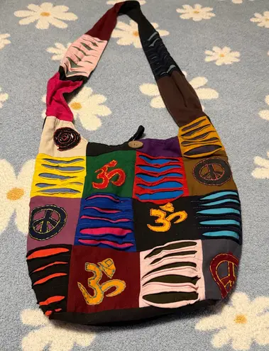 Multicolor Hippie Boho Patchwork Shoulder Bag Red