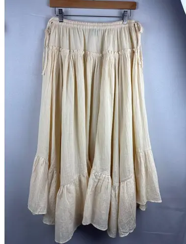 J.Crew Womens Tiered Skirt Size S Cream 100% Cotton Made In India