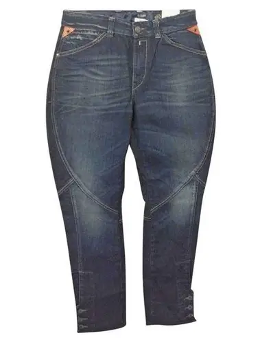 Replay women's 28 curvy hip HORNETTE slim taper leg back cinch belt jeans 29x29 Blue