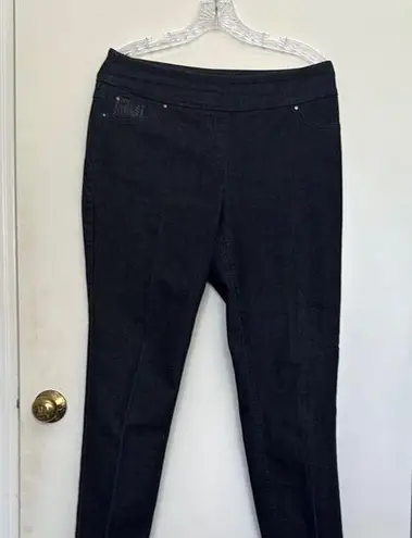 Westbound Navy Blue Straight Leg Pants with High Waist and Stretchy Fabric