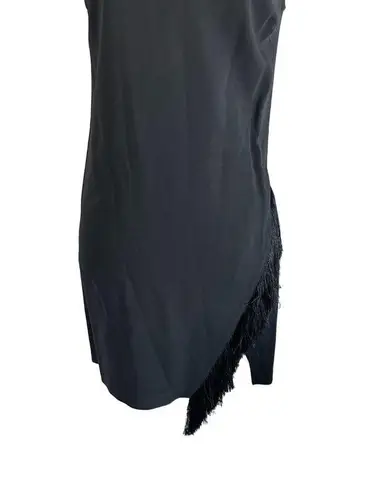 A.L.C. Black Asymmetrical Fringe Wrap Trimmed Dress Size 4