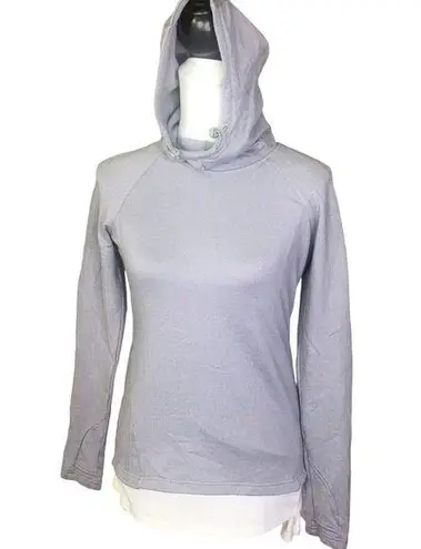 Mondetta performance hoodie pullover gray herringbone reflective thumb holes Sm