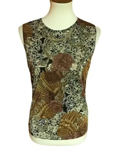 Susan Lawrence Retro Y2K autumn floral sleeveless top