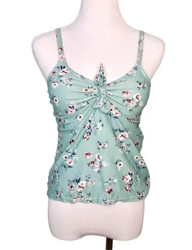 Beachsissi Blue Floral Knit Front Padded Swim Tankini Top LARGE NWT Swimwear