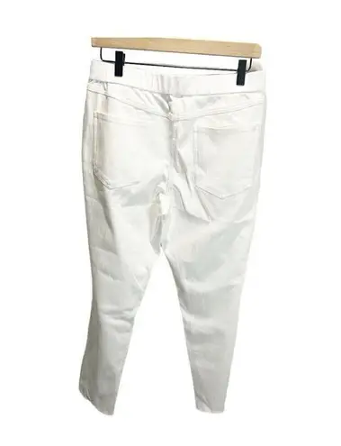 Isaac Mizrahi Live! Size 12P White Denim Stretch Jean Jeggings Raw Hem Pull On