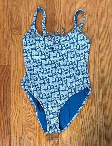 ANDIE Macao One PIece Swimsuit Blue denim Floral size S NWOT