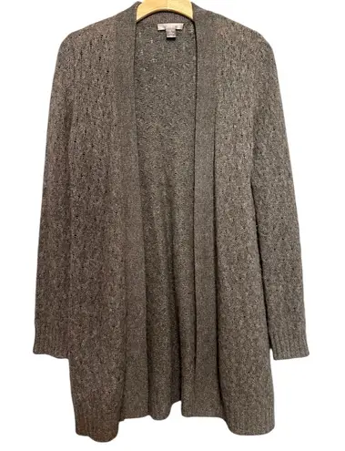 Charter Club Women’s S Gray 2-Ply Cashmere Knit Open Knit 3/4 Sweater Cardigan