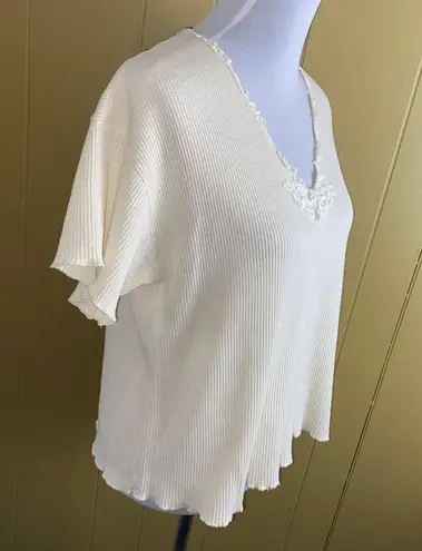 Adonna women M short sleeve & shorts waffle print pajama set cream color