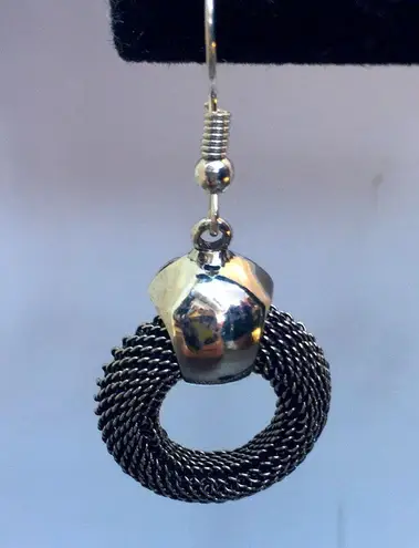 New Gun Metal Mesh Earrings and Pendant Necklace Set Silver