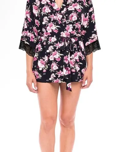 secret treasures Womens Short Maternity Robe Size L - XL Floral Lace Trim New