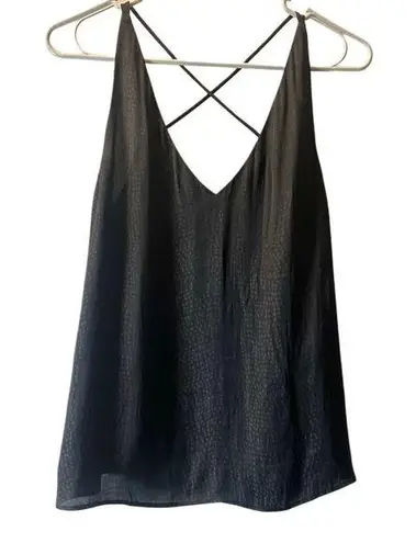 Chelsea 28 Black Cross Back Jacquard Camisole Women's Size Small