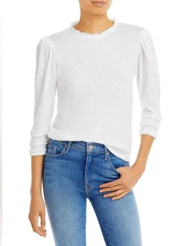 Goldie Pima Cotton Ruffle Trim Tee in White, Size M New w/Tag $125