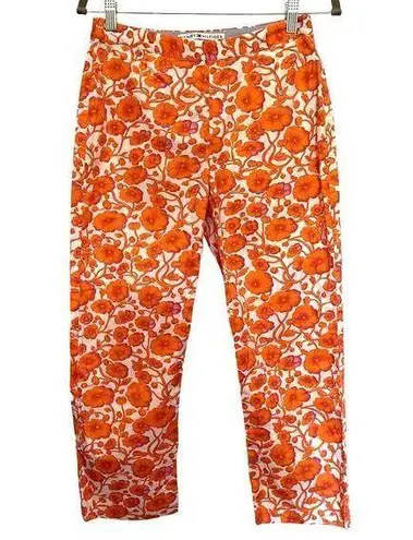 Tommy Hilfiger Vintage  Floral Crop Womens Pants Sz 2 Orange Tropical 2001