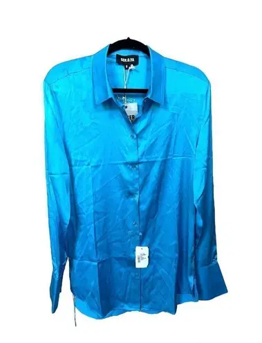 Retrofete SER.O.YA Karry Silk Shirt Turquoise Size Small Blue