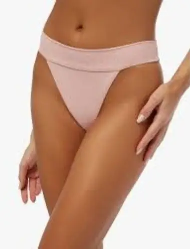 We Wore What Cheeky High Leg Bikini Bottom in Solid Baby Pink Medium New Womens