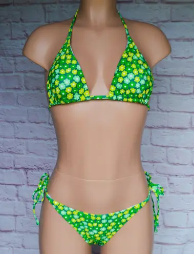 Boutique Lime Green & Yellow, Flower, Bikini Set