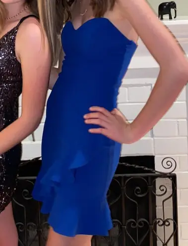 Macy's Royal Blue Bodycon strapless bandeau dress with flare!!