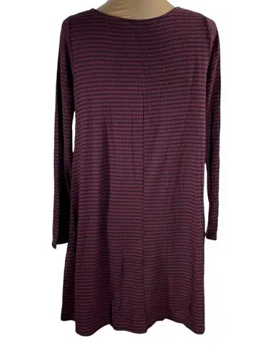 Mittoshop Maroon and Black Stripe Long Sleeve Ribbed Tunic Top Size L Large