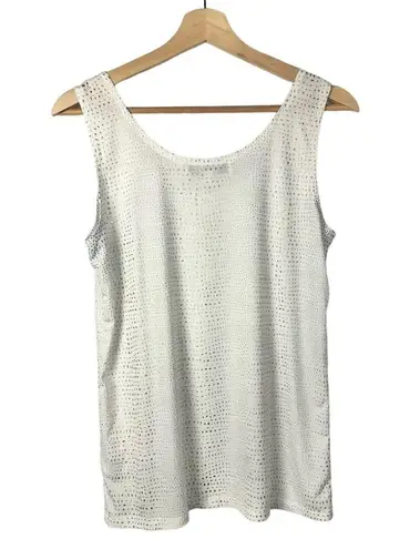 Jones New York  White Gold Studded Scoop Neck Tank Top M