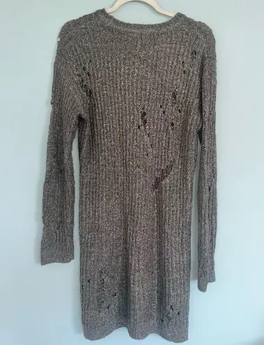 Planet Gold Women’s Ripped Pullover Sweater Large Grey L