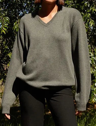 John Galt V Neck Oversized Gray Sweater