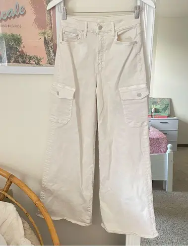 Mother Denim Anthropologie Undercover Cargo Sneak Jeans in Cream Puffs Size 25