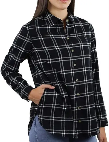Jachs Girlfriend Jach’s Girlfriend Super Soft Black White Flannel Button Up Top Women’s Medium