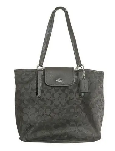 Coach  ward signature tote bag nylon leather in gray taupe 33475