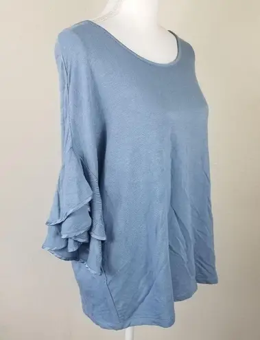 Workshop Republic Clothing Workshop / M / Dusty Blue Ruffle Sleeve Slouchy Bl