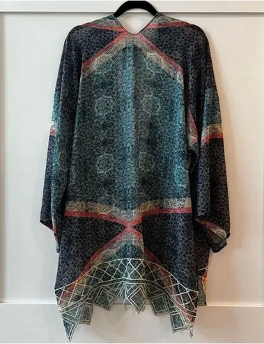 Mystree Embroidered Jagged Hem Paisley Oversized Kimono Size S/M Women’s