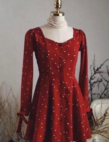 Milkcocoa Korea Red Hearts Dress Size XS