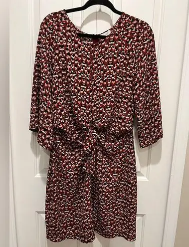Soul Cake Tie front waist Dress w/kimono sleeves Sz XL Cheetah Print Rust color