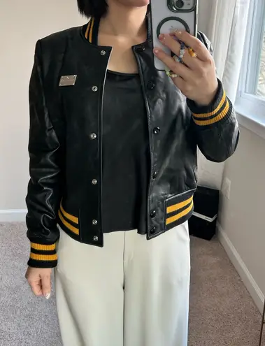 Leather jacket with fancy skull. XS/S Black