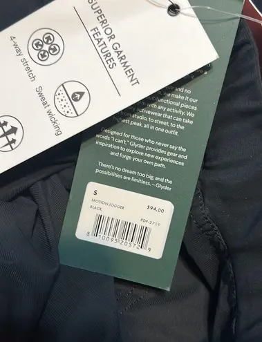 Glyder Motion Jogger In Black Lightweight Unlined Woven Tapered Ankle Pant Small