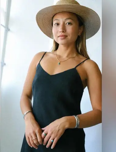 Mate the Label Linen Mini Slip Dress in Black 100% Linen