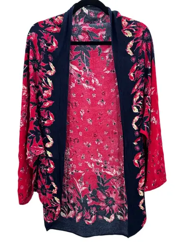 Floreat Women's Red Floral Kimono Cardigan Lightweight Open Front Boho Size undefined