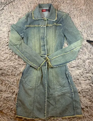 Younique Vintage Y2K faded distressed western button down sparkly denim dress sz S