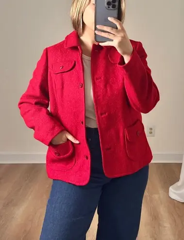 Pendleton Vintage 70s Red Wool Blazer Jacket Medium/16 Retro Holiday