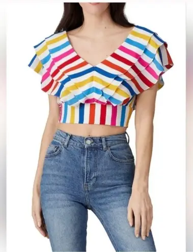 RTR Color Me Courtney Holly Ruffle Top size 4/ Small White