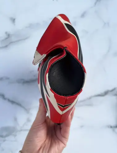 Alexander McQueen De Manta small floral print clutch bag in red/black/white