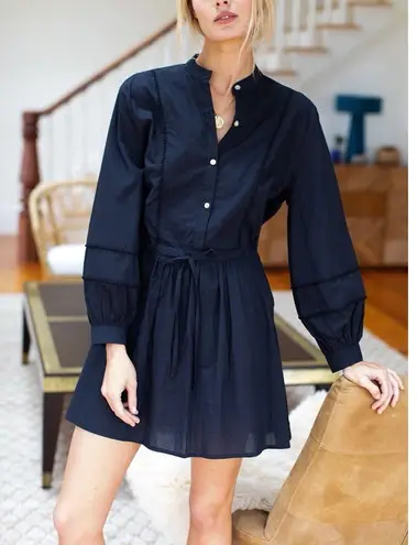 Emerson Fry India Shirtdress XS Black Organic Cotton Dress Boho Quiet Luxury