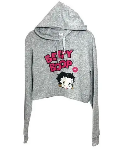 Betty Boop Women's Sz XS Cropped Hoodie Pullover Sweater Long Sleeve Stretchy