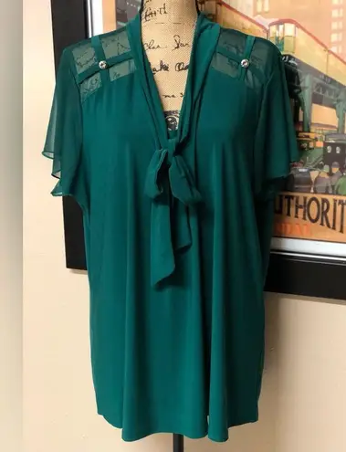 Liz McCoy Woman 3X Elegant Teal Women's Top EUC! Green