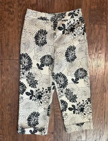 Rafaella Cuffed Cropped Pants Floral Women’s Size 8 Straight Leg High Rise